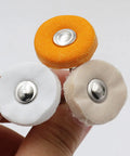 Get This 5pc Abrasive Drill Brush Set For Quick Polishing Grinding Wheels With Felt Cloth Heads And 2.35mm Shank To Handle Wood Metal Jewelry And Glass Projects Like A Boss Without Breaking Your Pocket - Felt heads in orange, white, and beige.