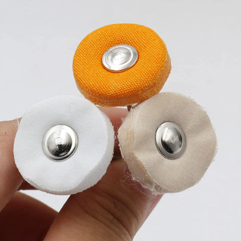 Get This 5pc Abrasive Drill Brush Set For Quick Polishing Grinding Wheels With Felt Cloth Heads And 2.35mm Shank To Handle Wood Metal Jewelry And Glass Projects Like A Boss Without Breaking Your Pocket - Felt heads in orange, white, and beige.