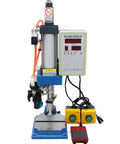 Front view of Desktop Pneumatic Punch Press Machine With 110V Power And 440 Lb And 200 Kg Of Force, Digital Display Controller visible