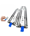 Built Tough Heavy Duty Drawer Slides 500 Lbs Capacity Ball Bearing Full Extension showing smooth action and three fold design.