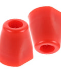 Red plastic components from Fencing Replacement Nuts Set, Stainless Steel And Plastic Pommel Nut Parts, 2 Pack, for fencing gear.