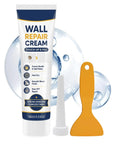 Two Piece Drywall Repair Paste Kit With Heavy Duty Scraper For Quick Hole And Crack Patching Zero Fuss Blending For A Flawless Smooth Surface Before Painting Touchups, showcasing a repair cream tube and tools.
