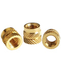 Ultimate Brass Heat Set Inserts M2 To M6 Spiral Nuts for 3D Printing and Molding Projects, shiny brass finish.