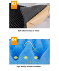 Self-adhesive No Hassle Top Shelf High Density Acoustic Foam Panels featuring textured surface and insulation effect.