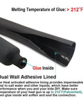 Close-up of 130 Pcs Dual Wall Adhesive Heat Shrink Tubing Kit showing glue lining and melting temperature above 212°F.