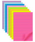 Colorful 4x6 Inch Sticky Notes, Eight Bright Colors, 320 Sheets Total Across Eight Pads, lined pink note on top, fanned out display