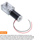12V High Torque Turbine Worm Geared Motor 8mm Shaft 50 RPM With Wire for Electric Fireplaces and Small Appliances