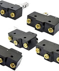 Encoder With Microswitch And Rotary Encoder Function, Limit Travel, Small Horizontal Roller Lever, Hinge, Screw Terminal, Built To Last Durable Anti Corrosion Build, Easy Install, Great For Automotive Electronics And Multimedia Audio Gear, shown in various angles and configurations.