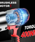 Beast Mode Cordless Metal Shear 400 Nm Torque Brushless Motor, showcasing the brushless motor and torque specifications.