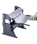 12 Inch Sheet Metal Bender For DIY Projects, 20 Gauge Mild Steel Capacity, 0 To 135 Degree Adjustable Box And Pan Brake, side view in use