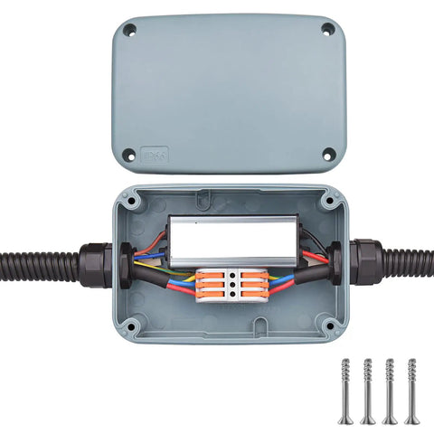 Open Tough As Nails Outdoor Junction Box Waterproof Weatherproof With Reserved Holes IP66 PVC ABS 125x86x62 mm with wiring view