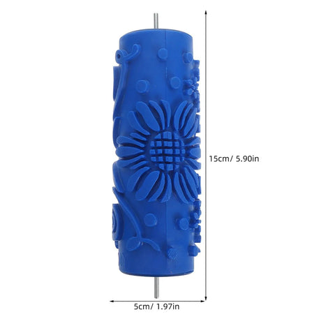 Professional Grade Rubber Pattern Paint Roller For Wall Embossing Featuring Slick Knockout Textures Designed For No Sweat Diy Wall Refreshes And Durable Household Decorating Solutions, blue textured rubber roller, 15cm x 5cm.