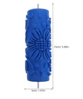 Artistic Floral Texture Paint Roller For DIY Home Wall Projects Plus Rubber Design Tool 15cm blue rubber roller with floral relief.