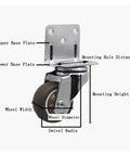 4 Pack Universal Swivel Casters Heavy Duty Furniture Wheels Castors Silent Trolley Wheels detailed view with dimensions shown