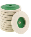 Super Polished Metal Jobs With This 4 Inch Felt Buffing Wheel For Angle Grinder, ten high-density 4 inch felt polishing discs stacked.