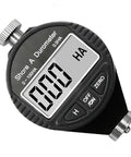 Hella Precise Electronic Digital Shore Durometer Type A D C Hardness Tester Meter with LCD screen, black design, displaying measurement.