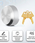 Heavy Duty Steel Hockey Puck Padlock With Hidden Shackle, Keyed Alike, Chrome Finish, Two And Seven Eighths Inch, Includes Two Keys