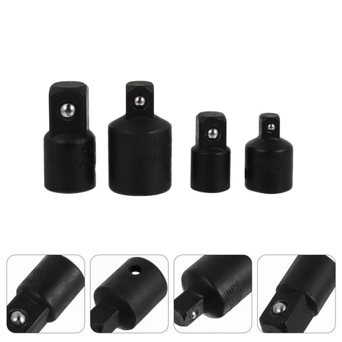 Rock Solid 4-Piece Black Tool Steel Socket Adapter Converter Kit For High Torque Mechanics And Home Pros To Fit Various Wrench Sizes, four adapters