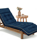 Outdoor Chaise Lounge Cushion With Memory Foam Replacement For Patio Pool Lounge Chair Pad With Ties 74 By 22 By 4 Inches Oxford Blue
