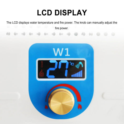 Overland Crew Approved Diesel Tankless Water Heater With LED Digital Display And Constant Temp Controls temperature display and control knob