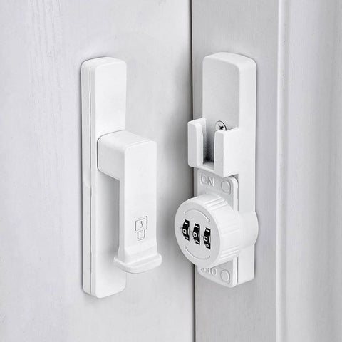 Matte White 90 Degree Mechanical Password Lock for Doors and Cabinets, 3 Digit Keyless Flip Latch With Combination