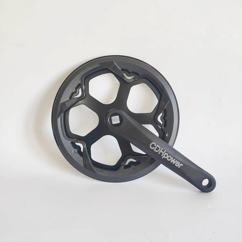 Ride-Ready Bike Crankset With 48T 52T Chainring And Chain Cover, 170mm Aluminum Alloy Arm, Fits 6/7/8 Speed And Single Speed Bicycles