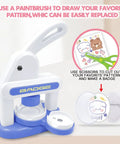 One Handed Button Maker Press Kit For DIY Crafts 55mm And 35mm Installation Free 70 Pack Pin Maker with badge and scissors shown