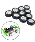 30 Piece Toy Car Wheel Set With 2Mm Shafts And 15 Metal Axles For RC Cars Trucks And DIY Robots Plastic Tire Wheels