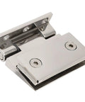 Beefy Inclined Single Side Glass Door Hinge For Shower And Toughened Glass Heavy Duty Rustproof 304 Stainless Steel Bathroom Hardware Fits 8mm To 12mm Thick Glass Built To Last In High Traffic Bathrooms, angled view