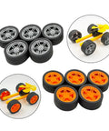 Dope 10 Pack Toy Car Wheels With 5 Round Shaft Axles For RC Cars And Robots DIY Model Building Parts Rubber Tires 2mm Shafts 40mm