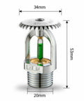 No Sweat Quick Response Upright Fire Sprinkler Head Half Inch DN15 Copper Chrome Plated with green glass bulb design.