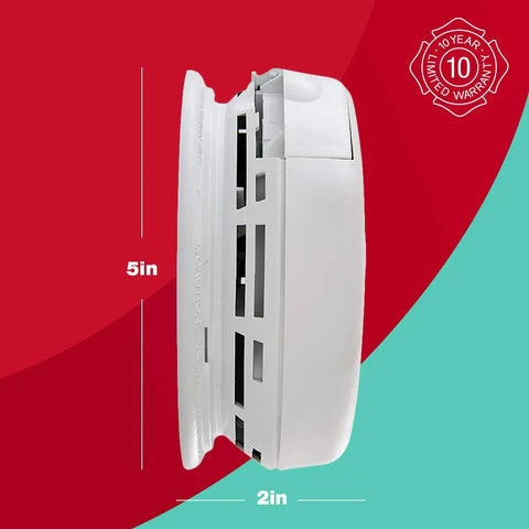 Side view of a Hardwired Smoke And Carbon Monoxide Alarm with Battery Backup Electrochemical CO Sensor, 5x2 inches dimensions