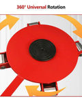 Heavy Duty Universal Machine Mover Dolly With 360 Degree Swivel Wheels, red platform showing 360° rotation capability.