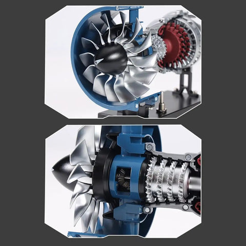 DM122 All Metal Turbofan Engine Kit with open gear detail, zinc and aluminum, DIY aviation model for adults.
