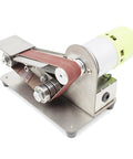 Heavy Duty Mini Belt Sander With Seven Adjustable Speeds And A Steady Fifteen Degree Fixed Setup For Fast Wood Work Metal Polish Stone Grind Plus Eight Ninety Five Watts Of Raw Horsepower To Crush Any Diy Task Straight Up, compact stainless steel design.
