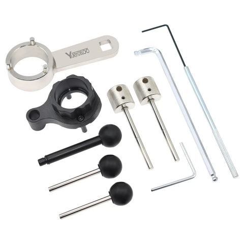 Camshaft Timing Belt Tool Kit For VW Audi 1.6L 2.0L TDI Diesel Engines tools including pins and wrench.