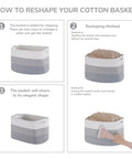 How to reshape Woven Rope Storage Baskets Set Of 3 For Books Toys Towels And Magazines, Small Rectangle Organizer Bins demonstration
