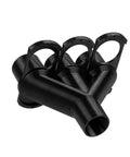 3 Way Shop Vac Splitter With Blast Gates For Ridgid 2.5 Inch Wet Dry Vacuum Dust Collection Adapter, black plastic construction.