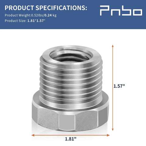 Woodworking Lathe Spindle Adapter Converts 1 x 8 TPI To 1.5 x 8 TPI Built Tough Steel Headstock Adapter, dimensions labeled