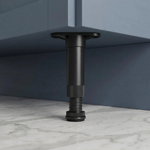 4Pcs Height Adjustable Furniture Support Legs for leveling cabinets and dressers with sturdy metal locking system on marble floor