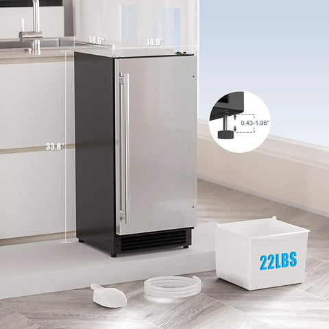 Drainless Under Counter Ice Maker With 22Lb Storage Bin Crescent Ice Free Standing Or Built In No Drain Required ETL Certified 2026