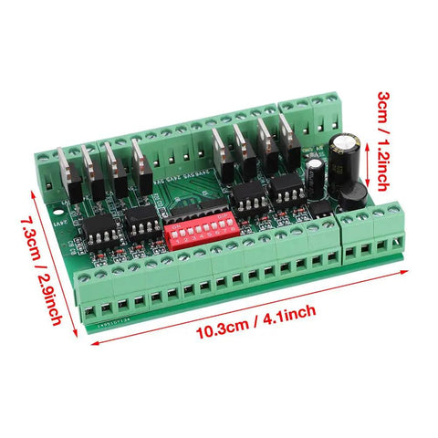 Eight Channel Logic Level Converter Module No Fuss 5V To 24V And 24V To 5V With Optocoupler Isolation, dimensions labeled