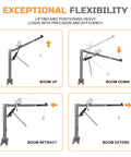 Beefy Heavy Duty Pickup Truck Crane With 1000 Lbs Capacity, Hydraulic Hoist And Manual Winch, 360 Degree Swivel, Four-Position Boom