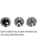 Three steel collets from Steel Collet Set for Milling Machines R8 to 1 Inch, 29 Piece Kit with Laser Etched Sizes.