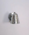 Silver Brass Wall Sconce, Mid Century Cone Lamp, Perforated Spotlight mounted on white wall with intricate perforation design.