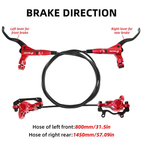 HB875 Two-Piston Hydraulic Disc Brake Set For Mountain Bikes And E-Bikes, front and rear levers with hoses shown