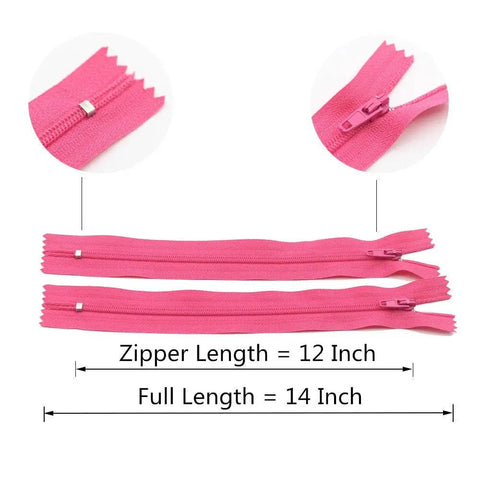 Close-up of pink 80 Pack 12 Inch Nylon Coil Zippers For Sewing And Crafts Bulk Kit In 20 Colors Close End Zippers Tailor Friendly