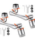 Two Pack 360 Degree Swivel Faucet Extenders With 1440 Degree Robotic Arm Nozzle Universal Sink Water Aerator And 2 Mode Splash Filter