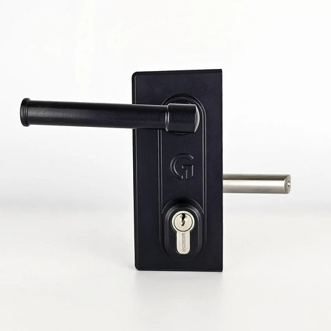 Badass Stainless Steel Gate Lock With Adjustable Deadbolt And Three Keys For Heavy Duty Fence Security Built Tough For Daily Outdoor Use On Wood Or Metal Gates - side view with handle and keyhole