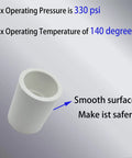 10 Pack White Three Quarter Inch PVC Socket To Socket Couplings smooth surface, heavy duty build, slip joint connectors